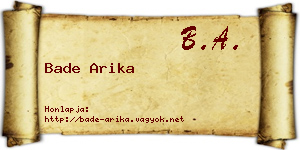 Bade Arika névjegykártya